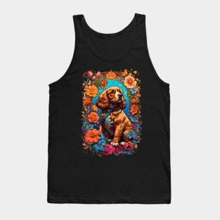 Cute Cocker Spaniel Dog floral retro vintage design Tank Top